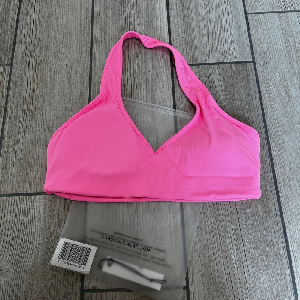Paragon Fitwear halter bra in flamingo